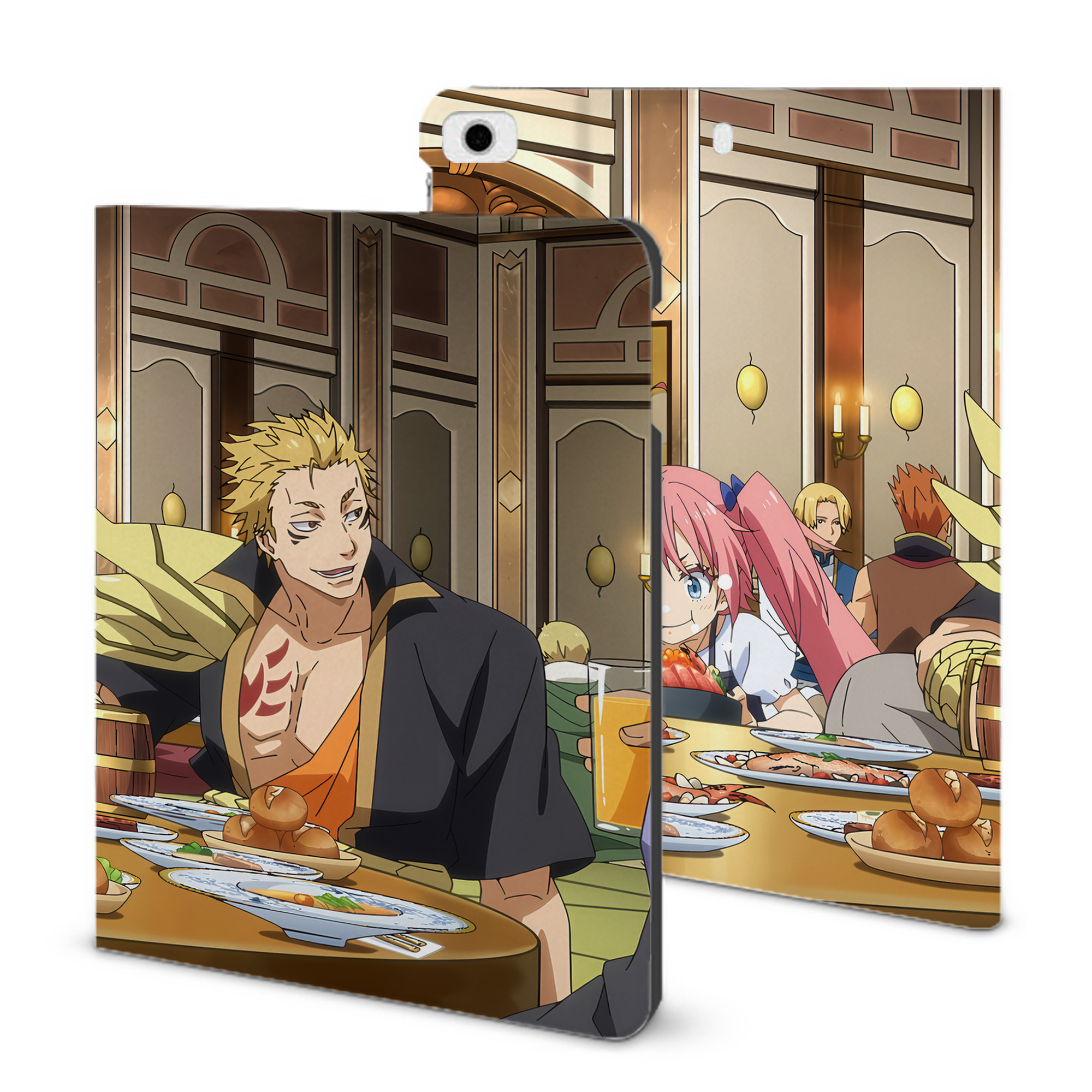 （画像用） 転スラ Regarding Reincarnated to Slime IPad ケース ブック型 PUレザー TPU 耐衝撃 軽量 薄型 ペン収納なし 全面保護 IPad 各モデル対応